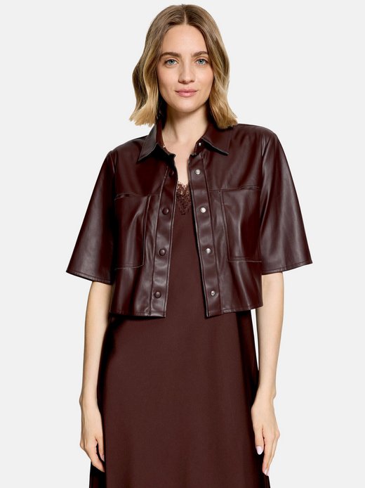Damen Kunstlederbluse