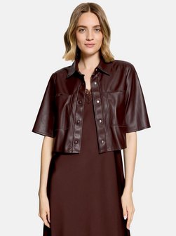 Damen Kunstlederbluse