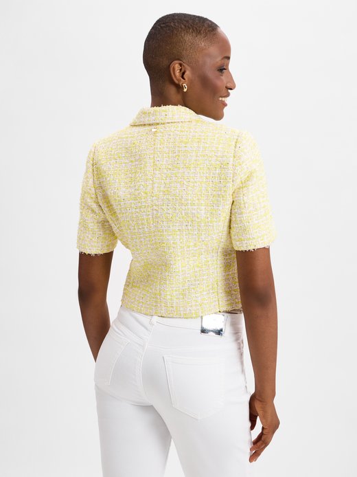 Damen Kurzarm-Bouclé-Kastenjacke