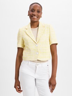 Artikelbild Damen Kurzarm-Bouclé-Kastenjacke von Rich & Royal in zitrone ecru meliert
