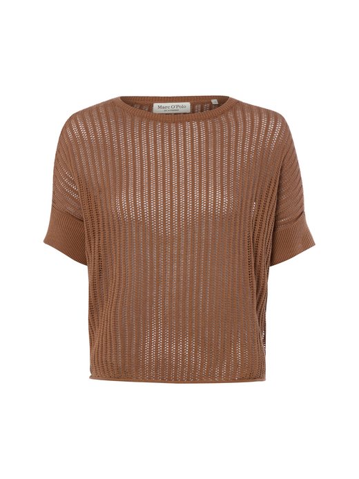 Damen Kurzarm-Pullover mit Leinen-Anteil