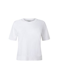 Damen Kurzarm-Pullover mit Leinenanteil