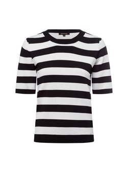 Artikelbild Damen Kurzarm-Pullover von More & More in schwarz weiß gestreift
