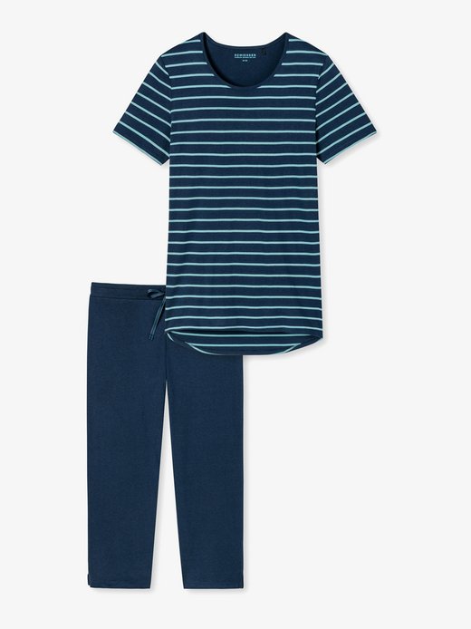 Damen Kurzarm Schlafanzug  -  Capri Pant