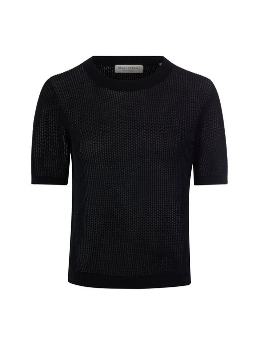 Damen Kurzarm-Strickpullover mit Leinen-Anteil