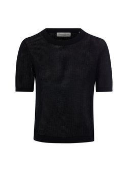 Damen Kurzarm-Strickpullover mit Leinen-Anteil