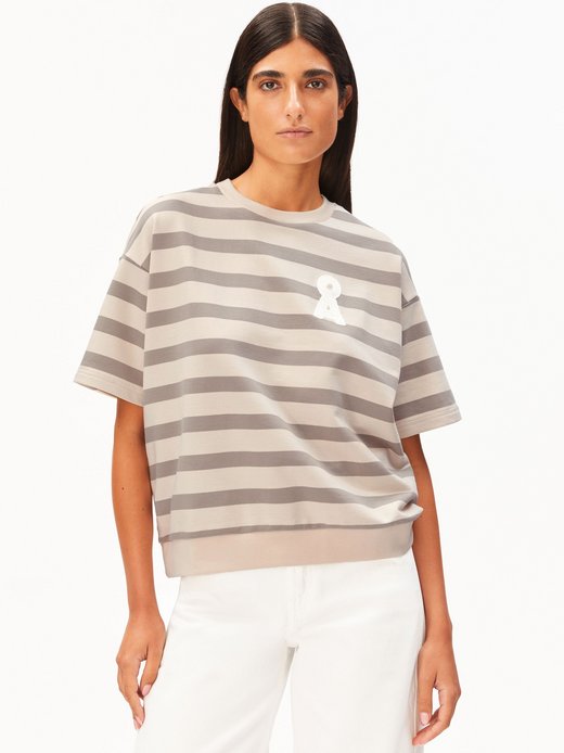 Damen Kurzarm-Sweatshirt - Bamikaa Stripe