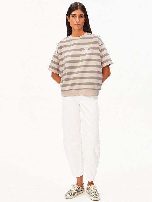 Damen Kurzarm-Sweatshirt - Bamikaa Stripe