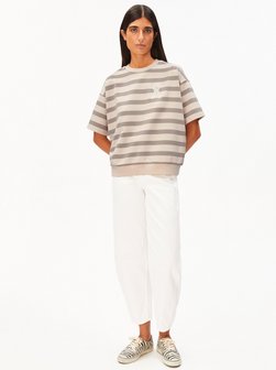 Damen Kurzarm-Sweatshirt - Bamikaa Stripe