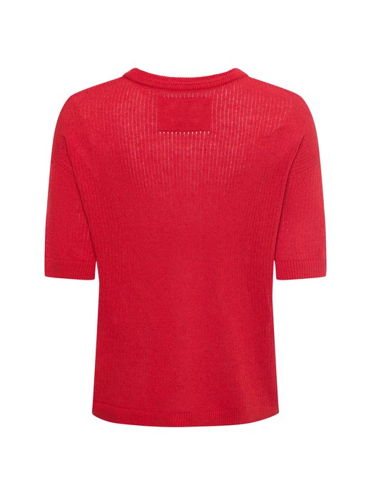 Damen Kurzarmpullover mit Leinenanteil - Lizaa Lino