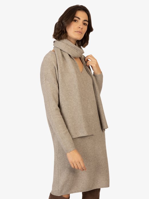 Damen Kurzes Strickkleid mit Schal