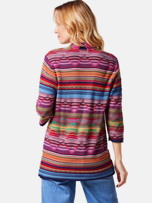 Damen Kurzgröße: Abstrakt gemusterte Jaquardstrickjacke