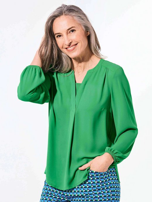 Damen Kurzgröße: Bluse mit Tunika Ausschnitt