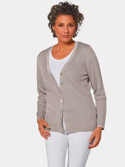 Damen Kurzgröße: Edle Strickjacke in Rippenstruktur