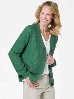 Damen Kurzgröße: Elegante Strickjacke mit V-Ausschnitt