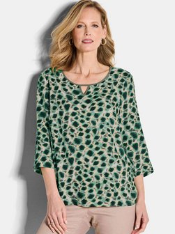 Damen Kurzgröße: Elegante Viskosebluse mit Leo-Muster