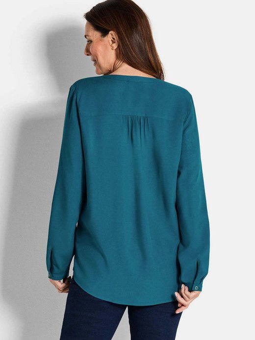 Damen Kurzgröße: Elegante Viskosebluse mit V-Ausschnitt