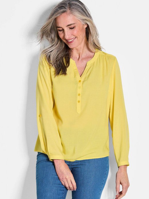 Damen Kurzgröße: Elegante Viskosebluse mit V-Ausschnitt