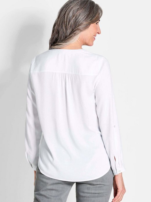 Damen Kurzgröße: Elegante Viskosebluse mit V-Ausschnitt