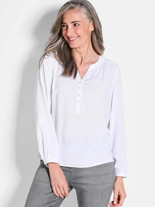 Damen Kurzgröße: Elegante Viskosebluse mit V-Ausschnitt