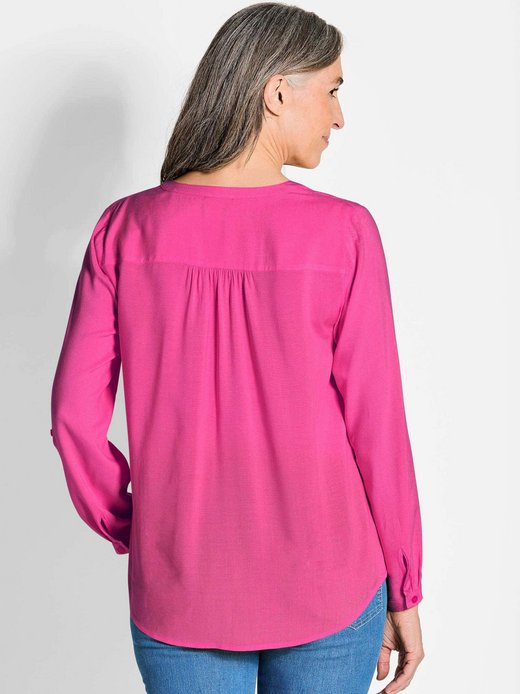 Damen Kurzgröße: Elegante Viskosebluse mit V-Ausschnitt