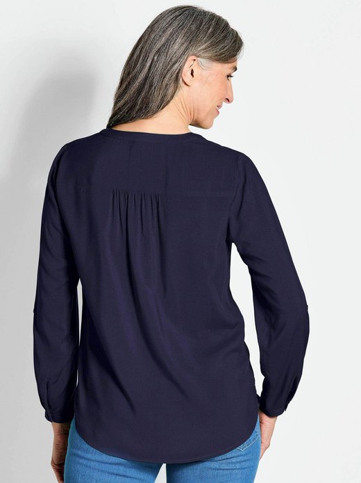 Damen Kurzgröße: Elegante Viskosebluse mit V-Ausschnitt
