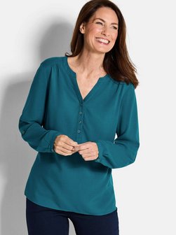 Damen Kurzgröße: Elegante Viskosebluse mit V-Ausschnitt