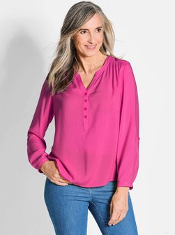 Damen Kurzgröße: Elegante Viskosebluse mit V-Ausschnitt