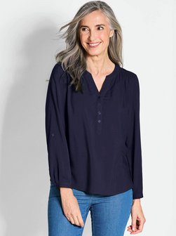 Damen Kurzgröße: Elegante Viskosebluse mit V-Ausschnitt