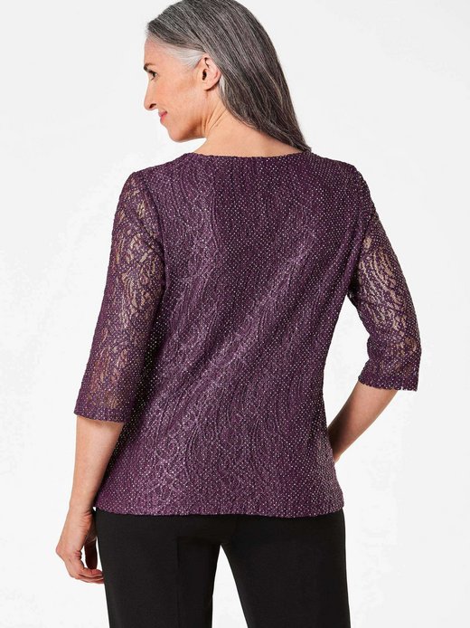Damen Kurzgröße: Elegantes Blusenshirt mit Glanzeffekt