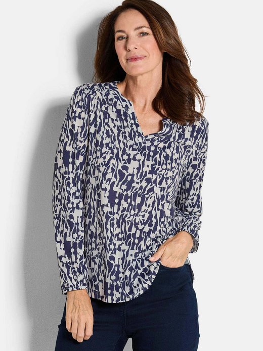 Damen Kurzgröße: Elegantes Blusenshirt mit V-Ausschnitt