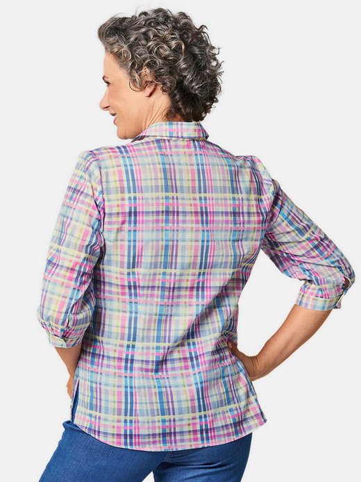 Damen Kurzgröße: Feminine Hemdkragenbluse im Karodessin