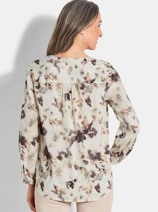 Damen Kurzgröße: Florale Druckbluse mit V-Ausschnitt