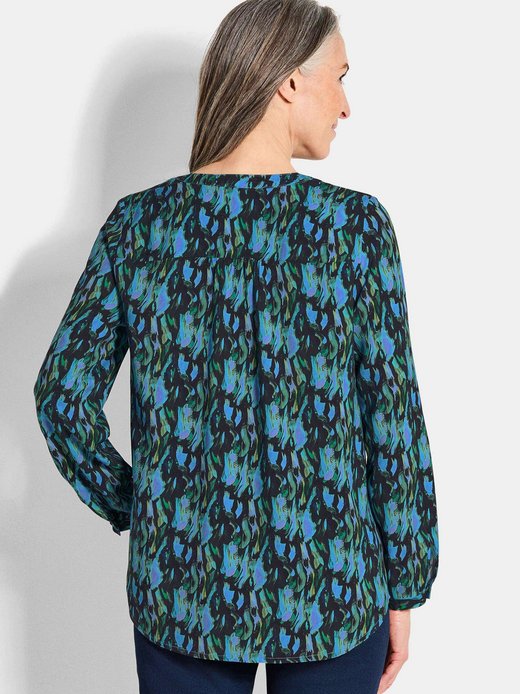 Damen Kurzgröße: Florale Druckbluse mit V-Ausschnitt