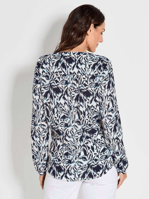 Damen Kurzgröße: Florale Druckbluse mit V-Ausschnitt