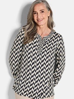 Damen Kurzgröße: Grafische Viskosebluse mit Rundhals