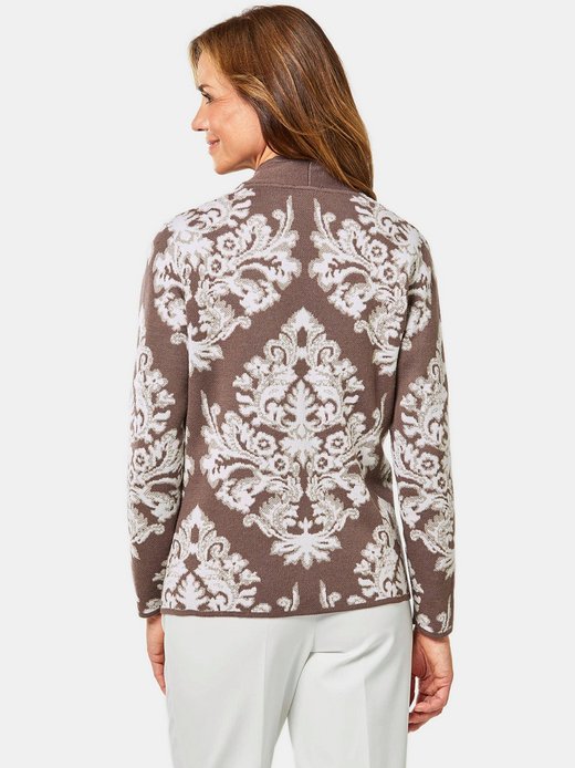 Damen Kurzgröße: Jacquard-Strickjacke mit Glanzgarnen