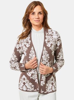 Damen Kurzgröße: Jacquard-Strickjacke mit Glanzgarnen