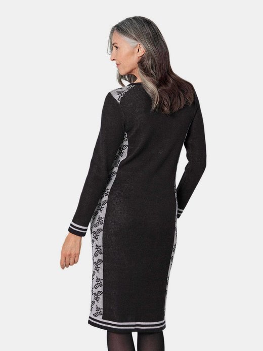 Damen Kurzgröße: Jacquard Strickkleid