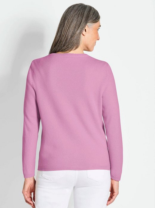 Damen Kurzgröße: Kaschmirstrickjacke mit Rundhals