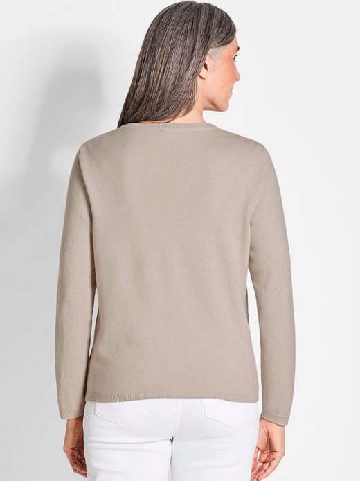 Damen Kurzgröße: Kaschmirstrickjacke mit Rundhals