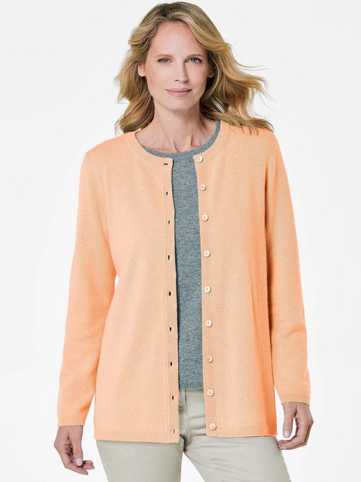 Damen Kurzgröße: Kaschmirstrickjacke mit Rundhals