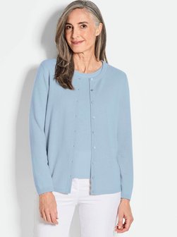 Damen Kurzgröße: Kaschmirstrickjacke mit Rundhals