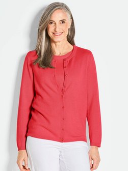 Damen Kurzgröße: Kaschmirstrickjacke mit Rundhals