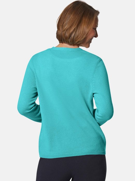 Damen Kurzgröße: Kaschmirstrickjacke mit V-Ausschnitt