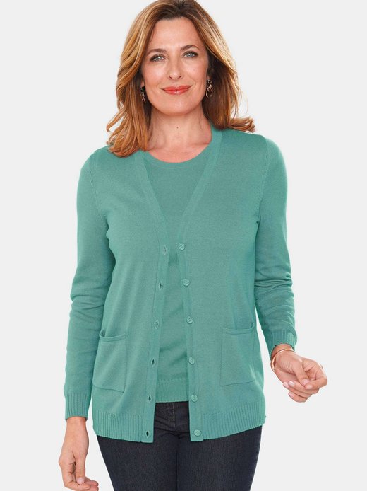 Damen Kurzgröße: Klassisches Stricktwinset