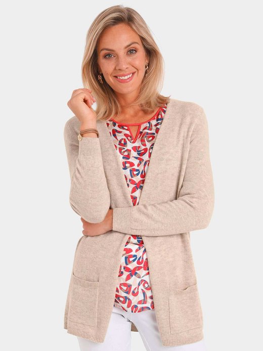 Damen Kurzgröße: Langarm Feinstrick-Cardigan