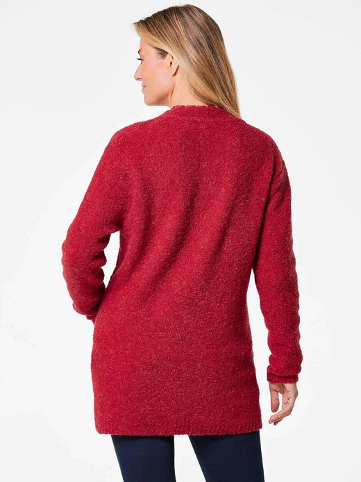 Damen Kurzgröße: Legere Strickjacke aus Bouclégarn