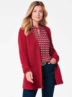 Damen Kurzgröße: Legere Strickjacke aus Bouclégarn