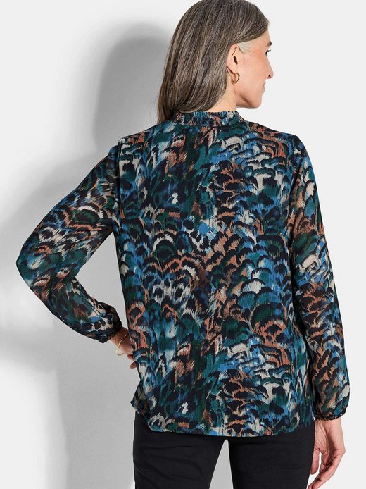 Damen Kurzgröße: Leichte Jersey-Druckbluse, Langarm